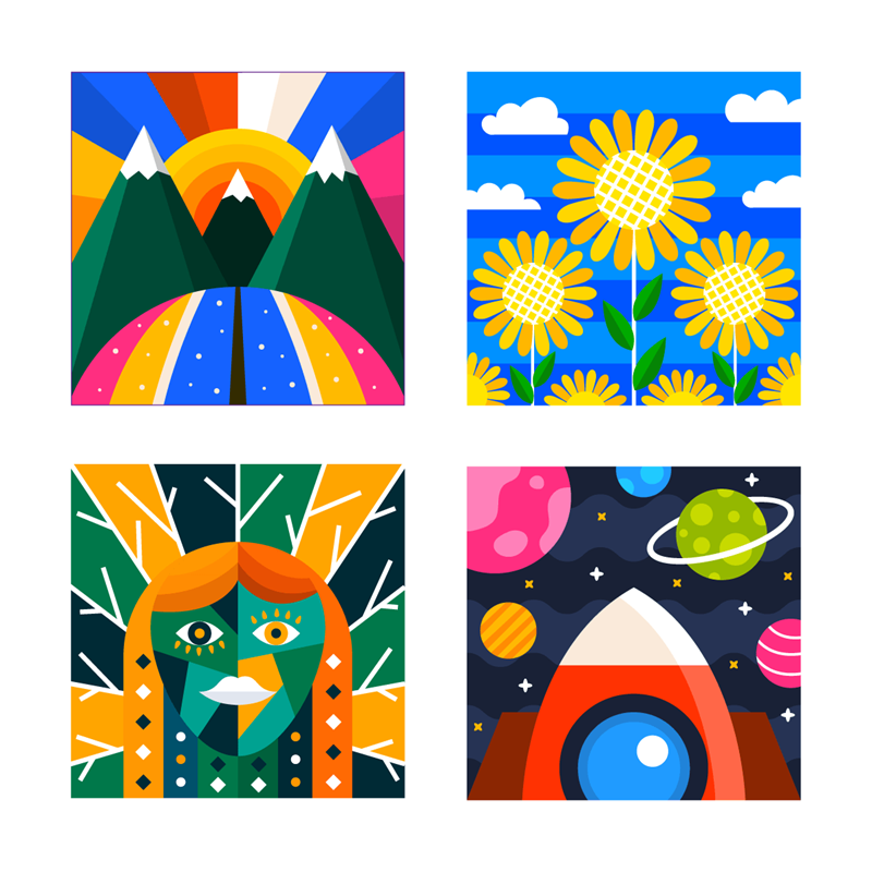 Kaleido Stickers illustration pack thumbnail